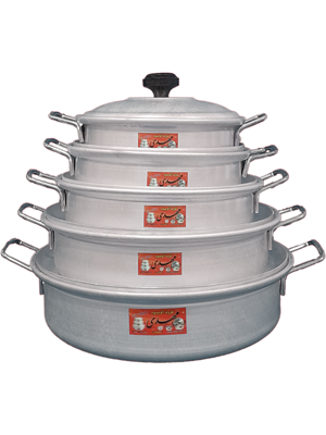 سرویس پنج رقم تابه آلومینیومی ساده، دسته استیل